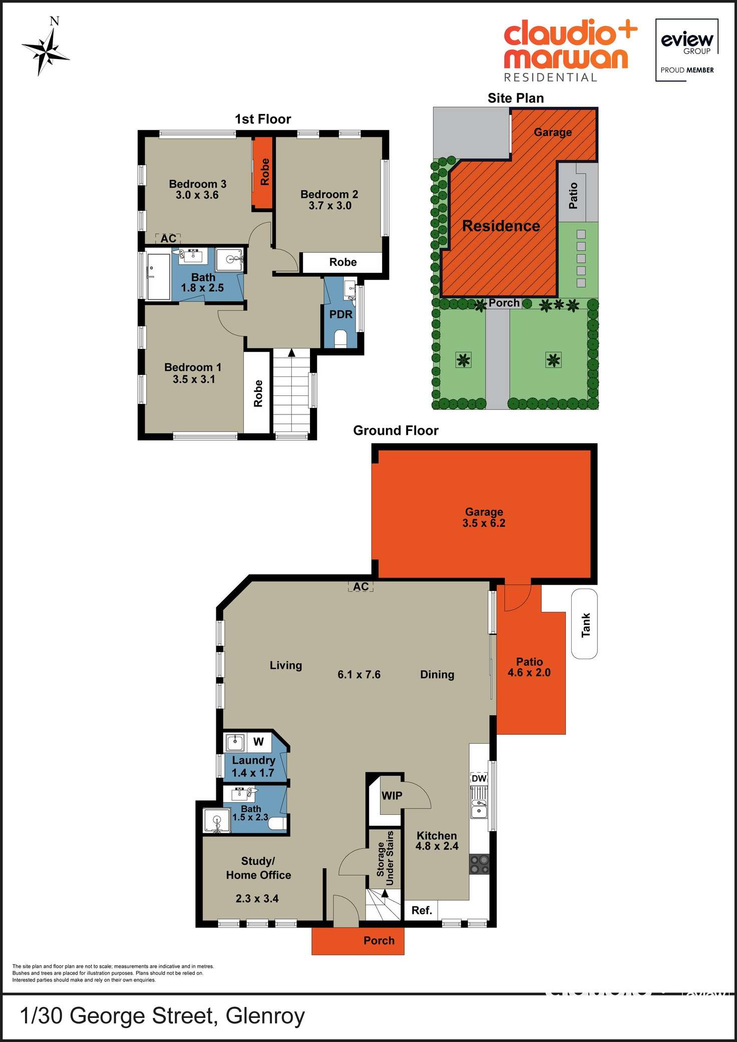 Floorplan of Homely townhouse listing, 1/30 George Street, Glenroy VIC 3046