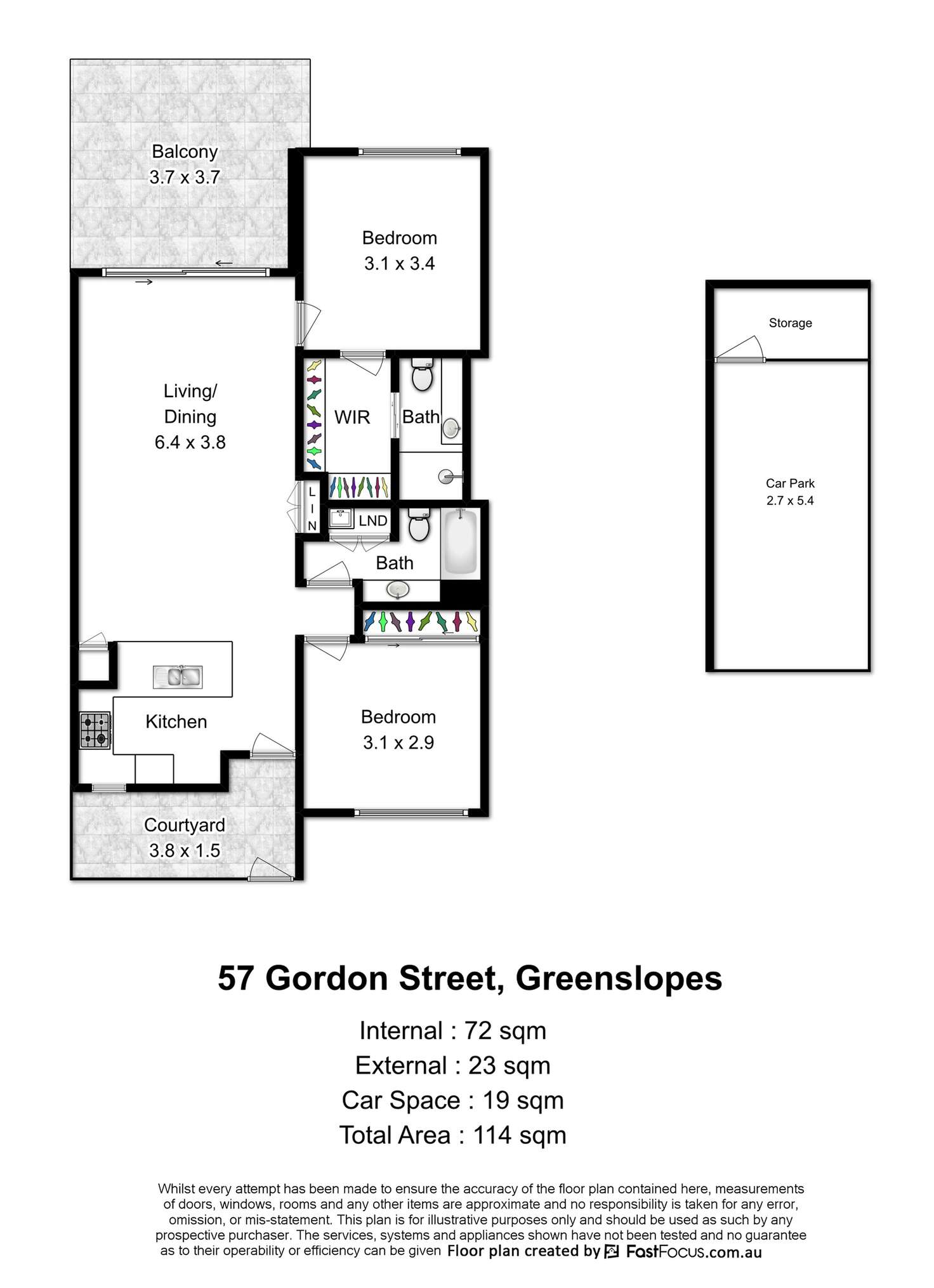 Floorplan of Homely unit listing, 12/57-59 Gordon Street, Greenslopes QLD 4120