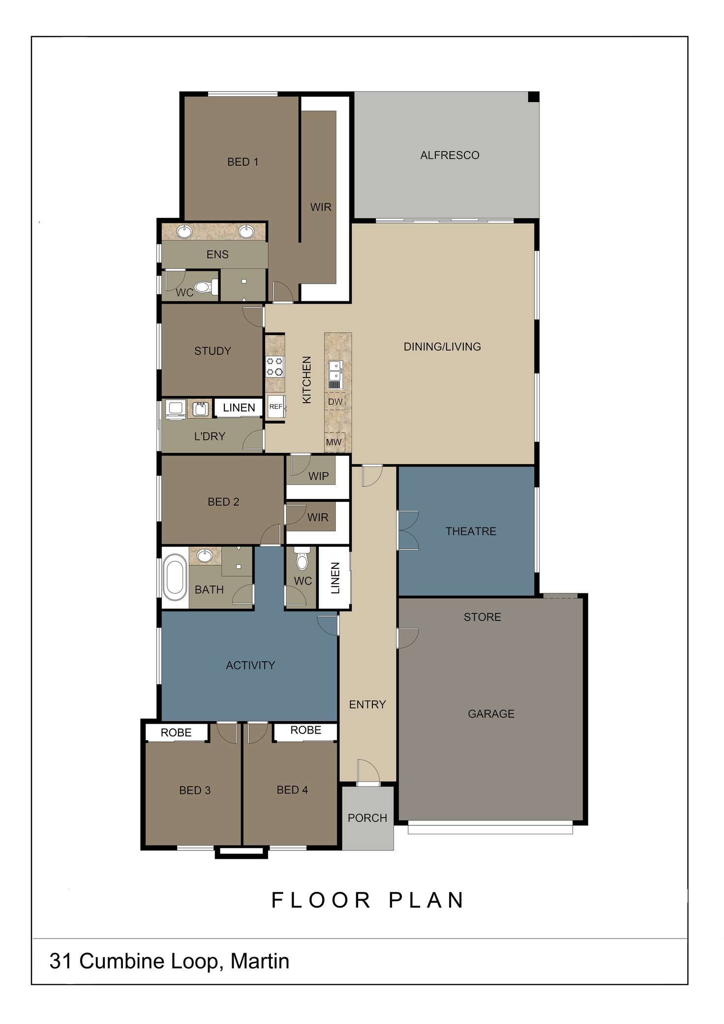 Floorplan of Homely house listing, 31 Cumbine Loop, Martin WA 6110