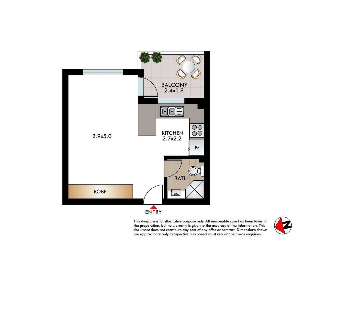 Floorplan of Homely studio listing, 713/212 Bondi Road, Bondi NSW 2026