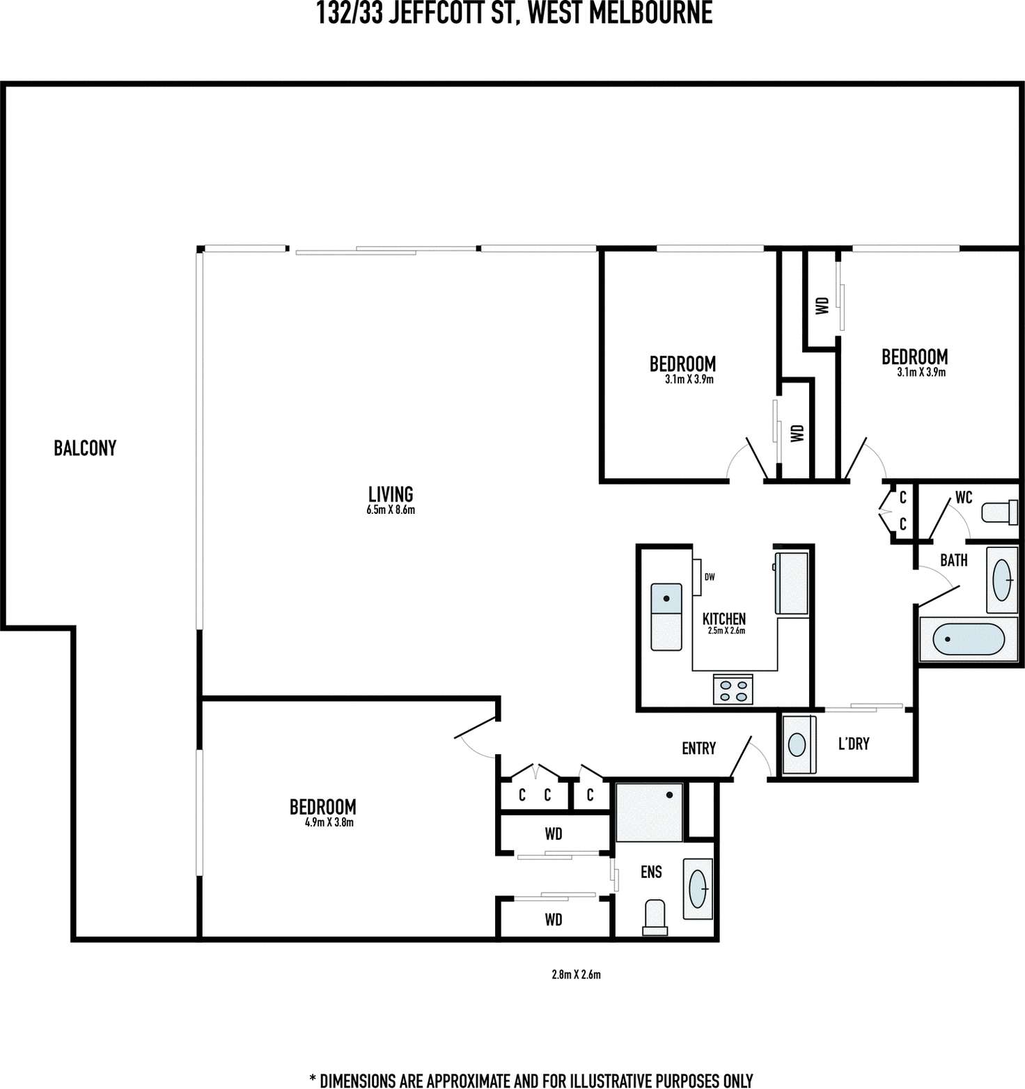 Floorplan of Homely apartment listing, 132/33 Jeffcott Street, West Melbourne VIC 3003