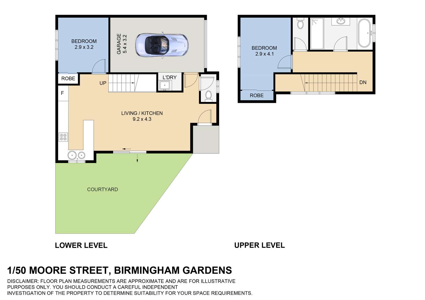 Floorplan of Homely townhouse listing, 1/50 Moore Street, Birmingham Gardens NSW 2287