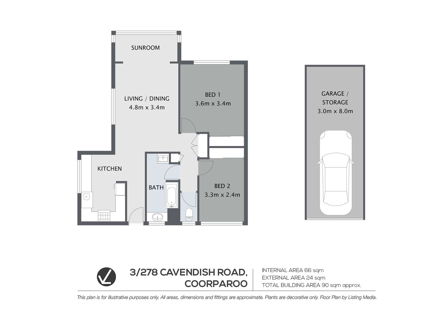 Floorplan of Homely unit listing, 3/278 Cavendish Road, Coorparoo QLD 4151