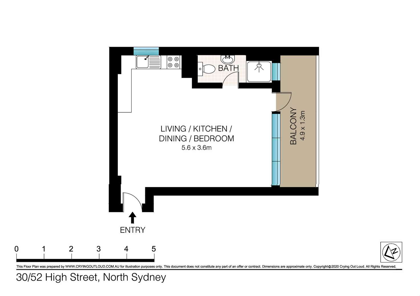 Floorplan of Homely studio listing, 30/52 High Street, North Sydney NSW 2060