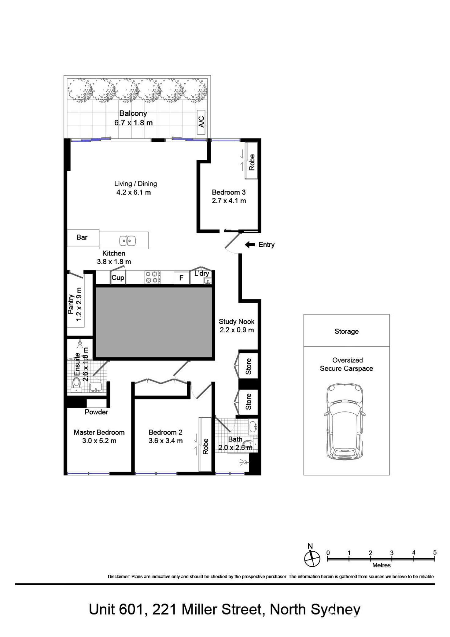 Floorplan of Homely apartment listing, 601/221 Miller Street, North Sydney NSW 2060