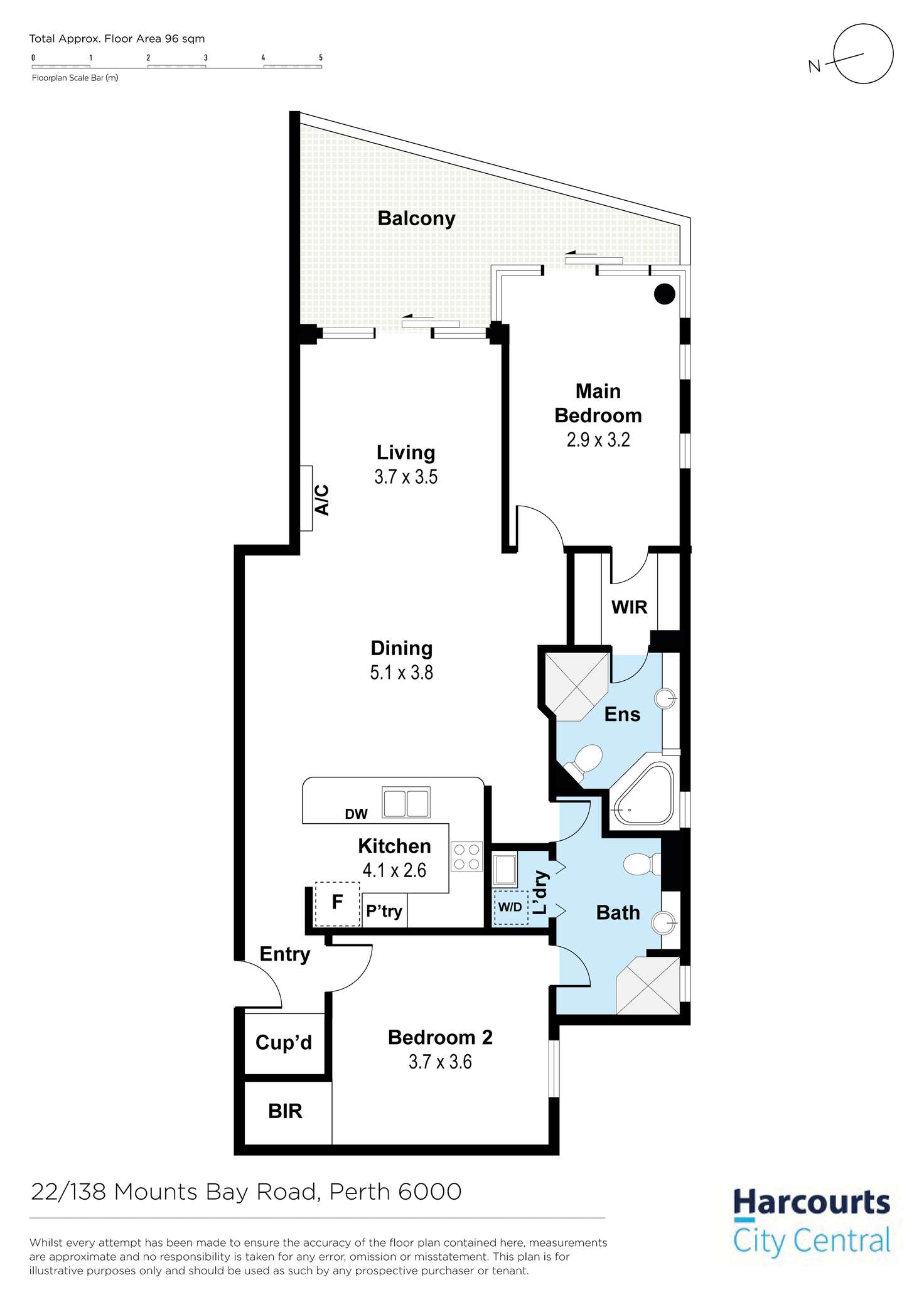 Floorplan of Homely apartment listing, 22/138 Mounts Bay Road, Perth WA 6000