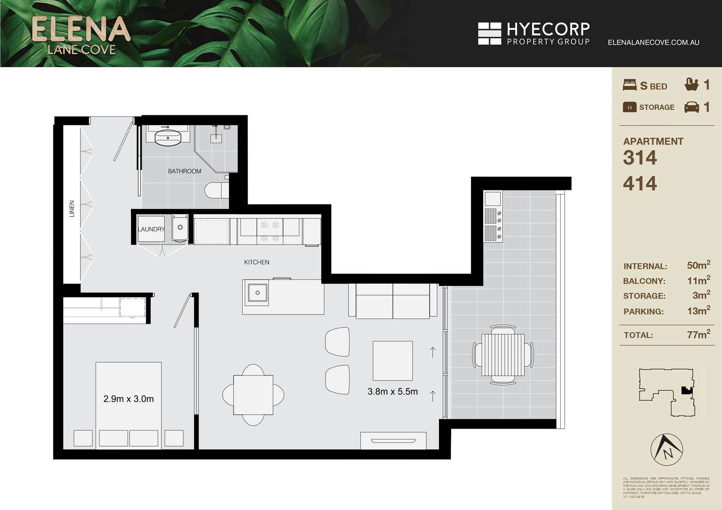 Floorplan of Homely apartment listing, 414/11-17 Willandra Street, Lane Cove NSW 2066
