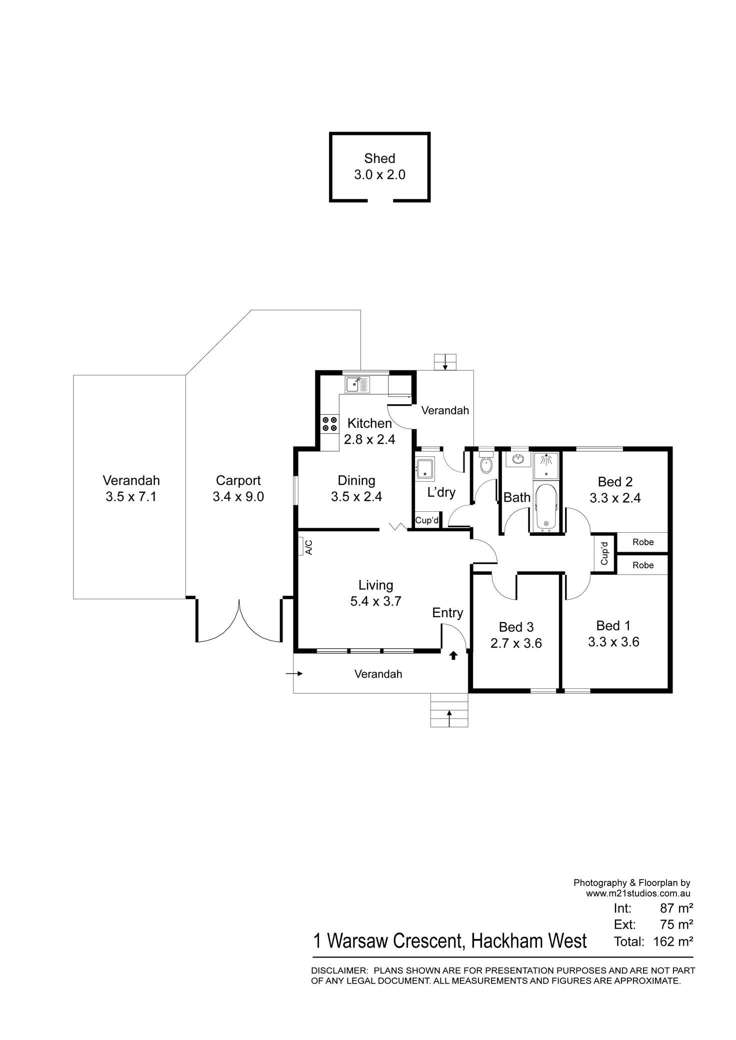 Floorplan of Homely house listing, 1 Warsaw Crescent, Hackham West SA 5163