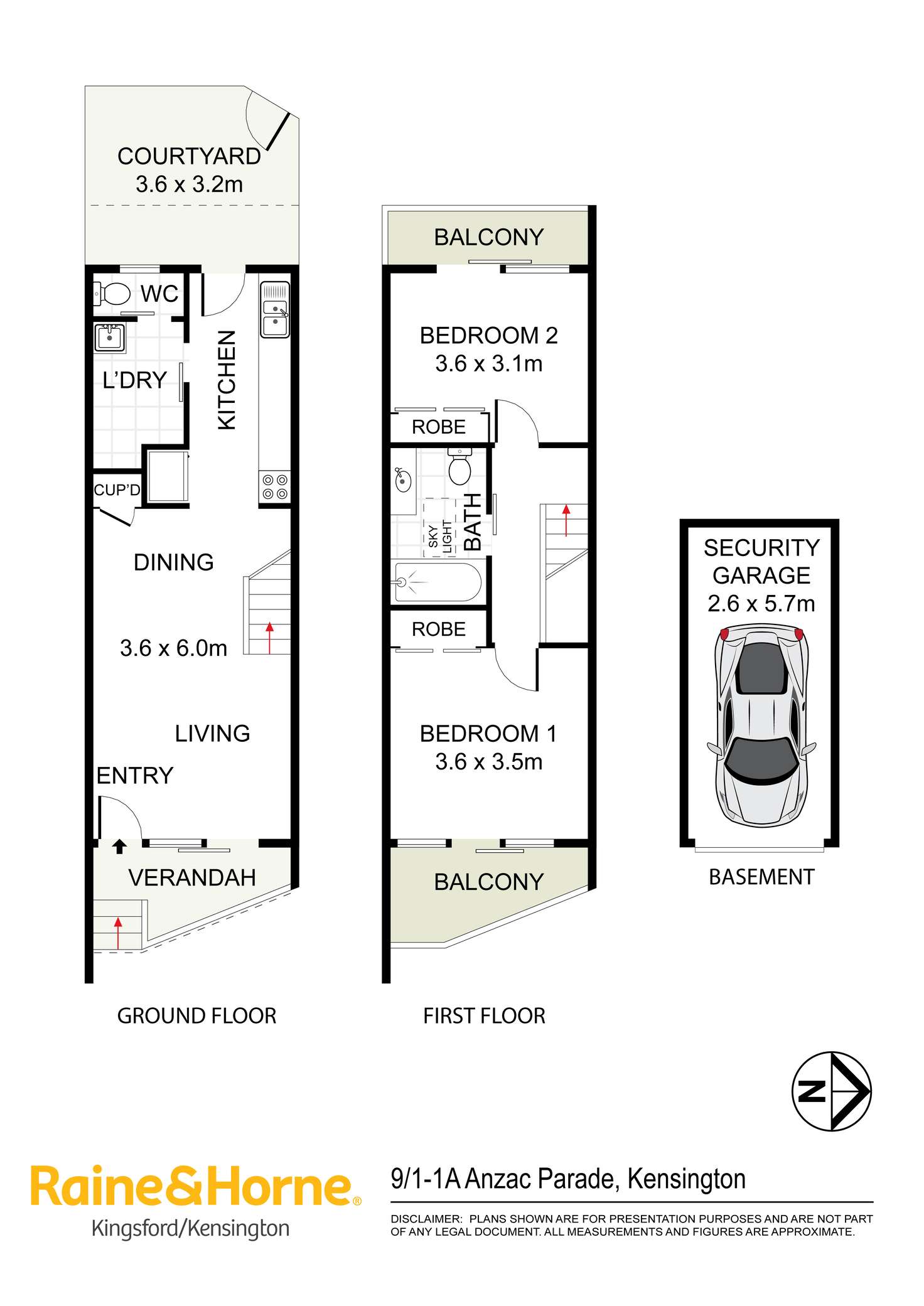 Floorplan of Homely townhouse listing, 9/1-1A Anzac Parade, Kensington NSW 2033