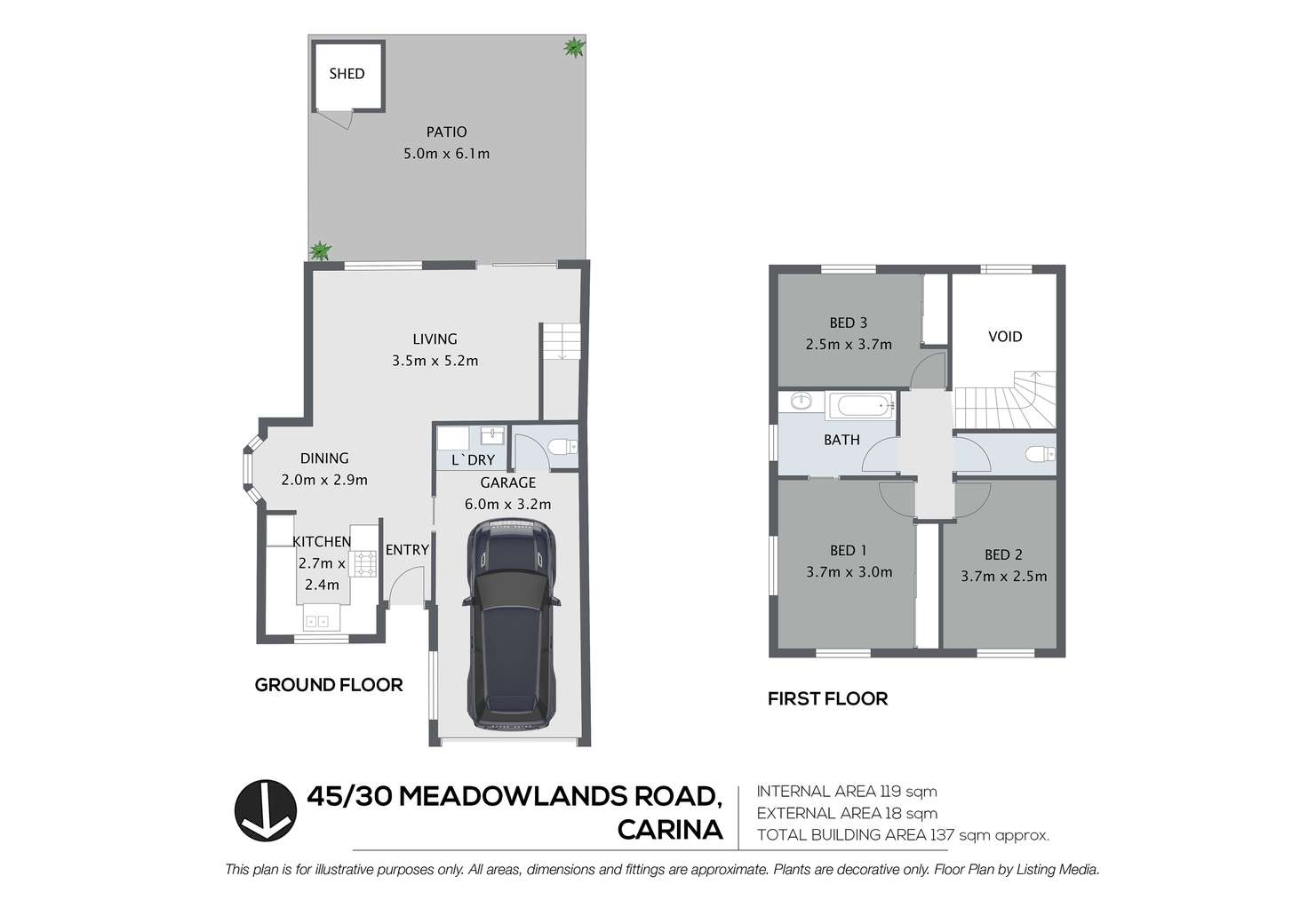 Floorplan of Homely townhouse listing, 45/30 Meadowlands Road, Carina QLD 4152
