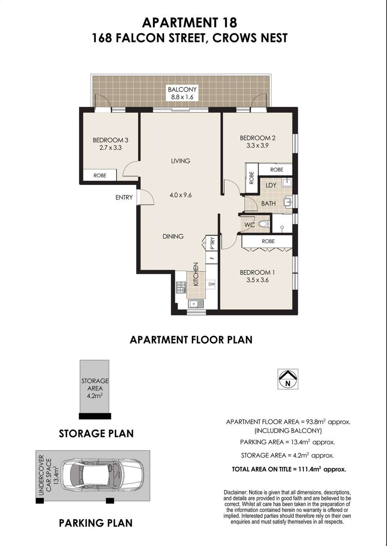 Floorplan of Homely unit listing, 18/168 Falcon Street, Crows Nest NSW 2065
