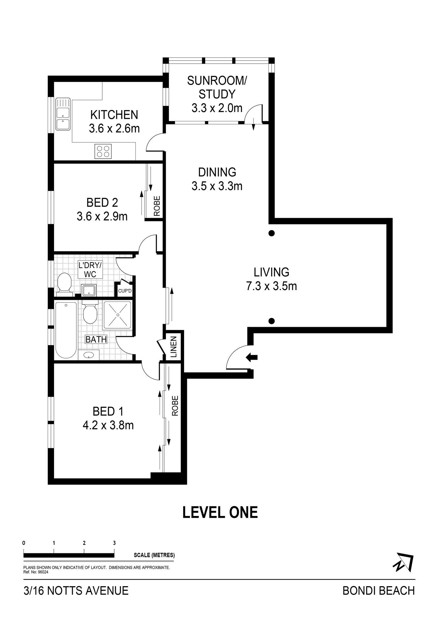 Floorplan of Homely apartment listing, 3/16 Notts Avenue, Bondi Beach NSW 2026