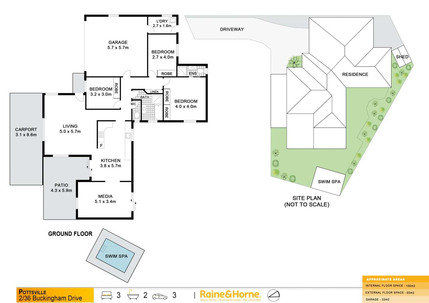 Floorplan of Homely semiDetached listing, 2/36 Buckingham Drive, Pottsville NSW 2489