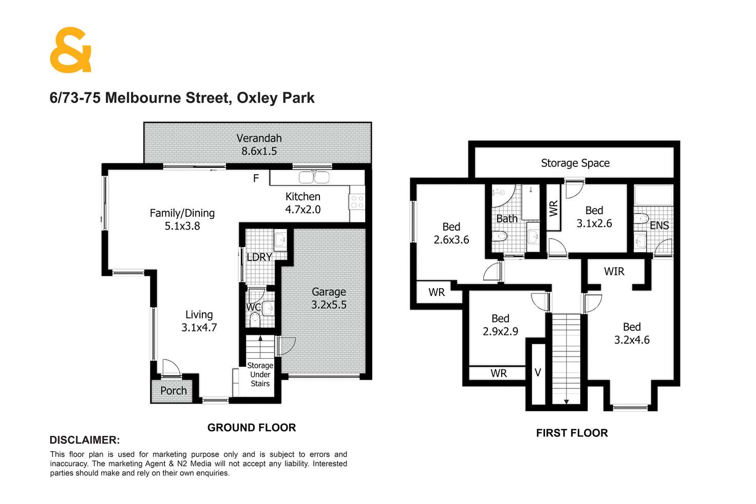Floorplan of Homely townhouse listing, 6/73-75 Melbourne Street, Oxley Park NSW 2760