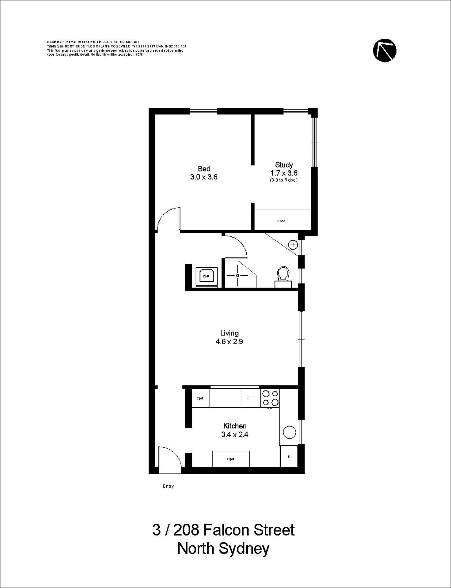 Floorplan of Homely apartment listing, 3/208 Falcon Street, North Sydney NSW 2060