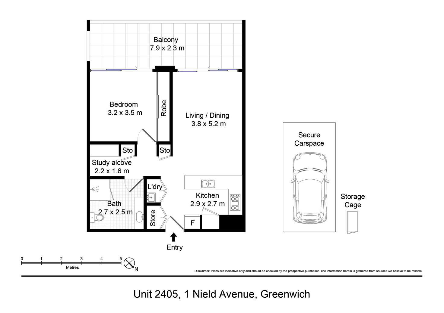 Floorplan of Homely apartment listing, 2405/1-8 Nield Avenue, Greenwich NSW 2065