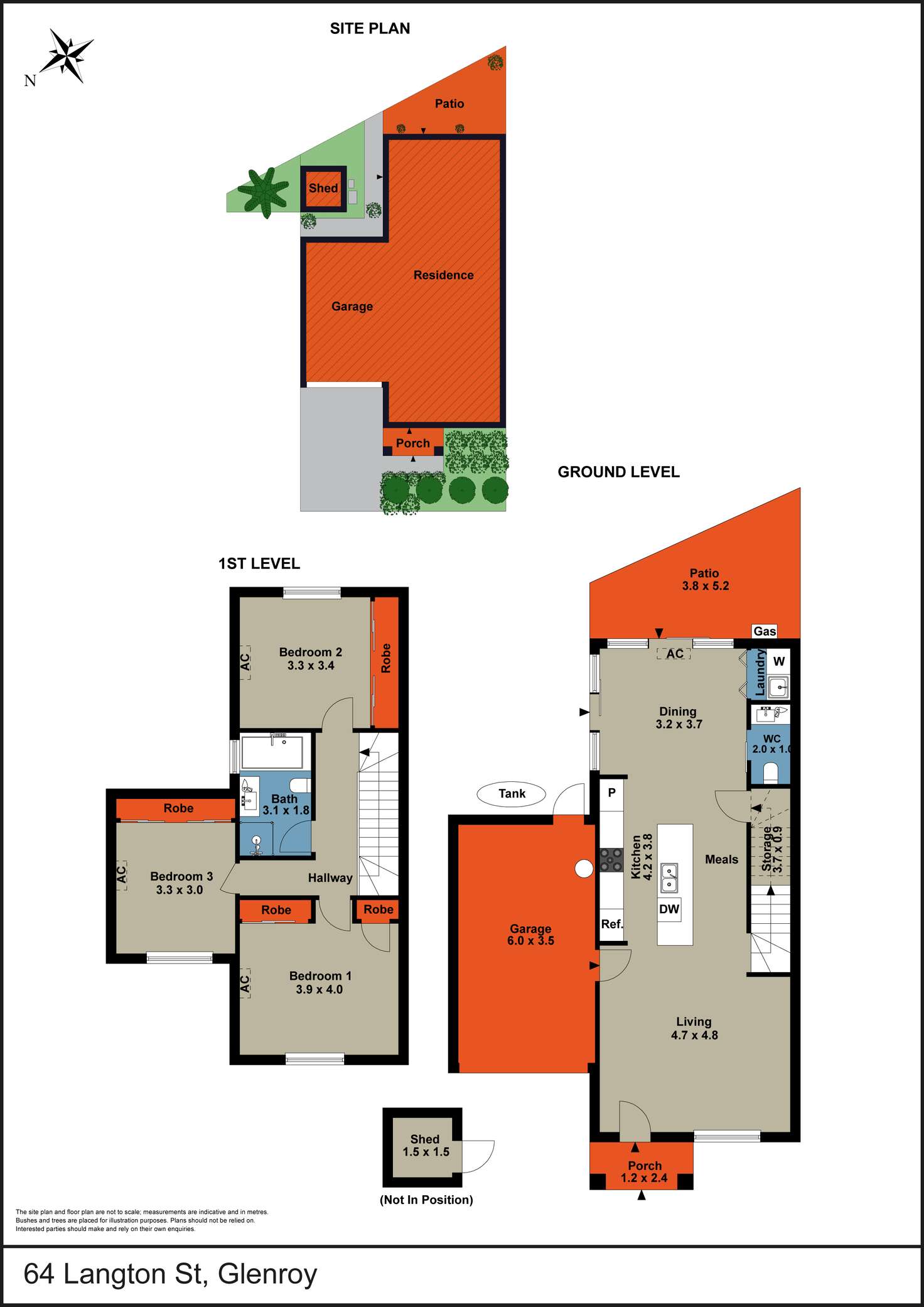Floorplan of Homely townhouse listing, 64 Langton Street, Glenroy VIC 3046