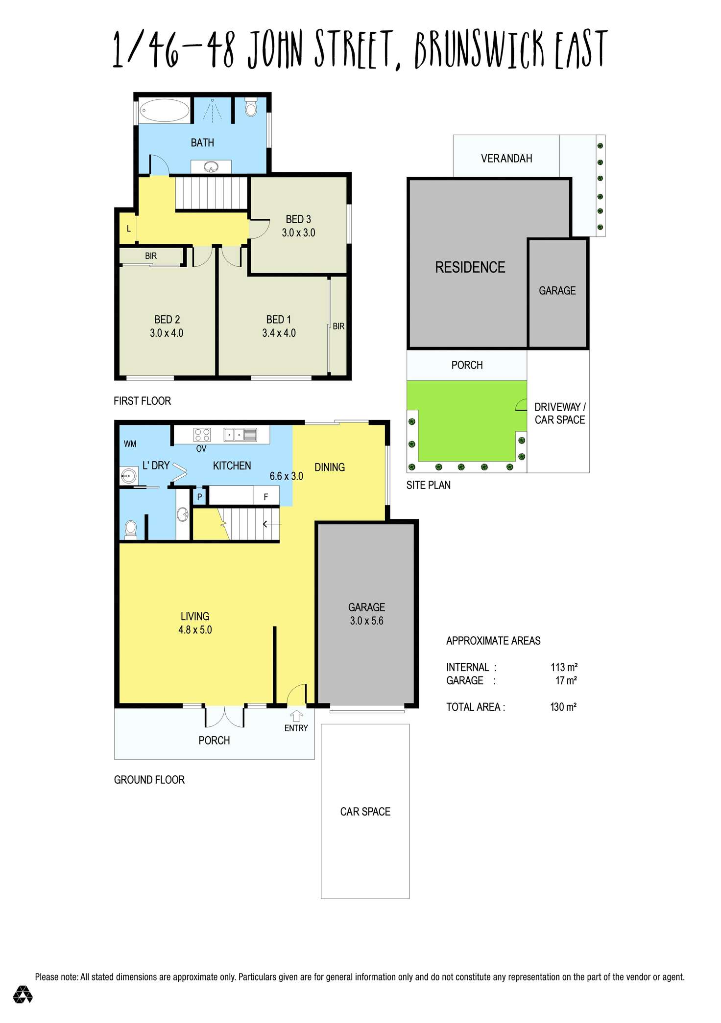 Floorplan of Homely townhouse listing, 1/46-48 John Street, Brunswick East VIC 3057