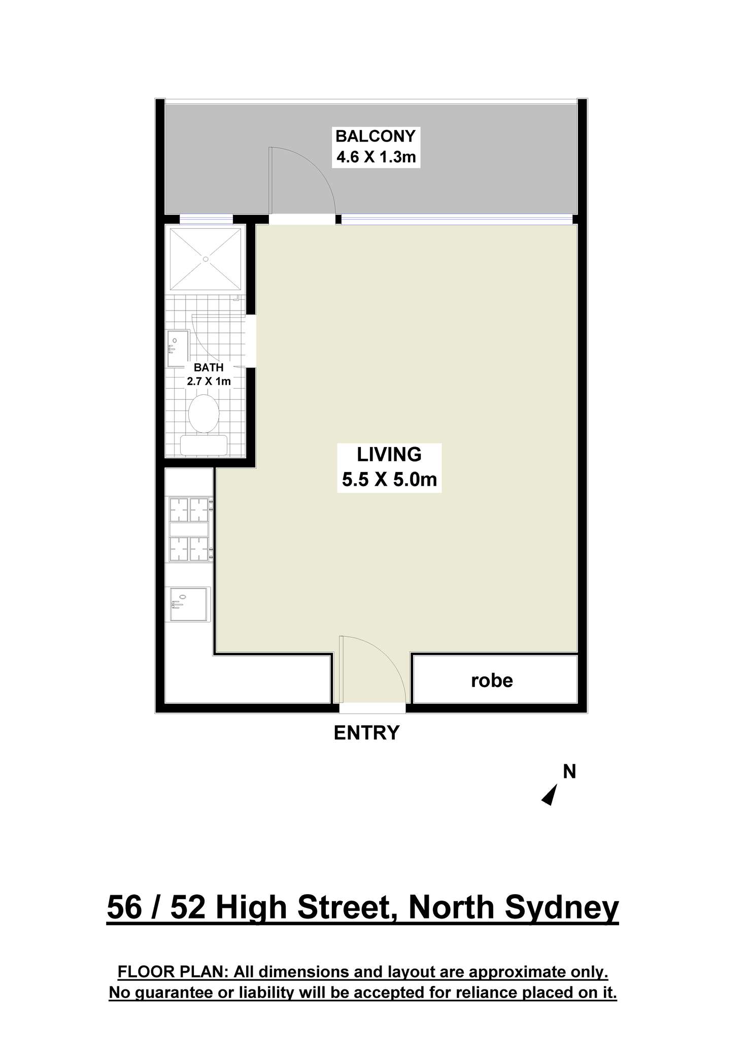 Floorplan of Homely studio listing, 56/52 High Street, North Sydney NSW 2060