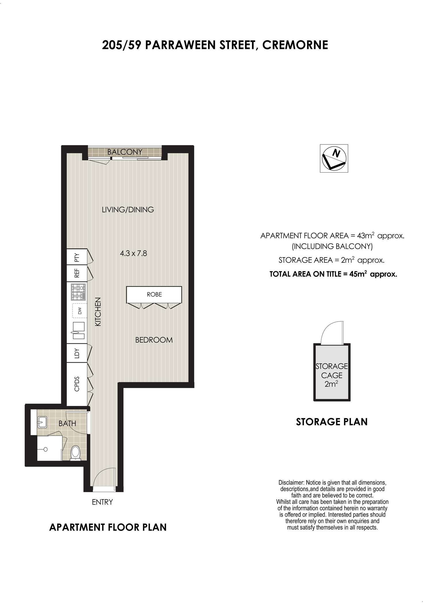 Floorplan of Homely apartment listing, 205/59 Parraween Street, Cremorne NSW 2090