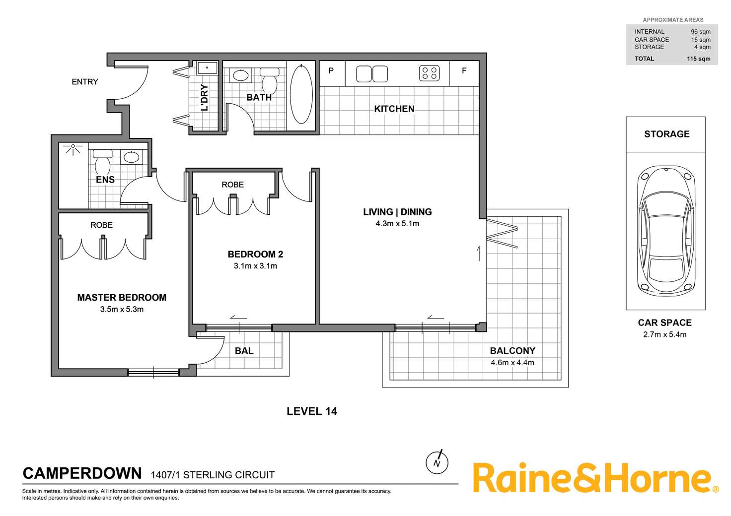 Floorplan of Homely apartment listing, 1407/1 Sterling Circuit, Camperdown NSW 2050