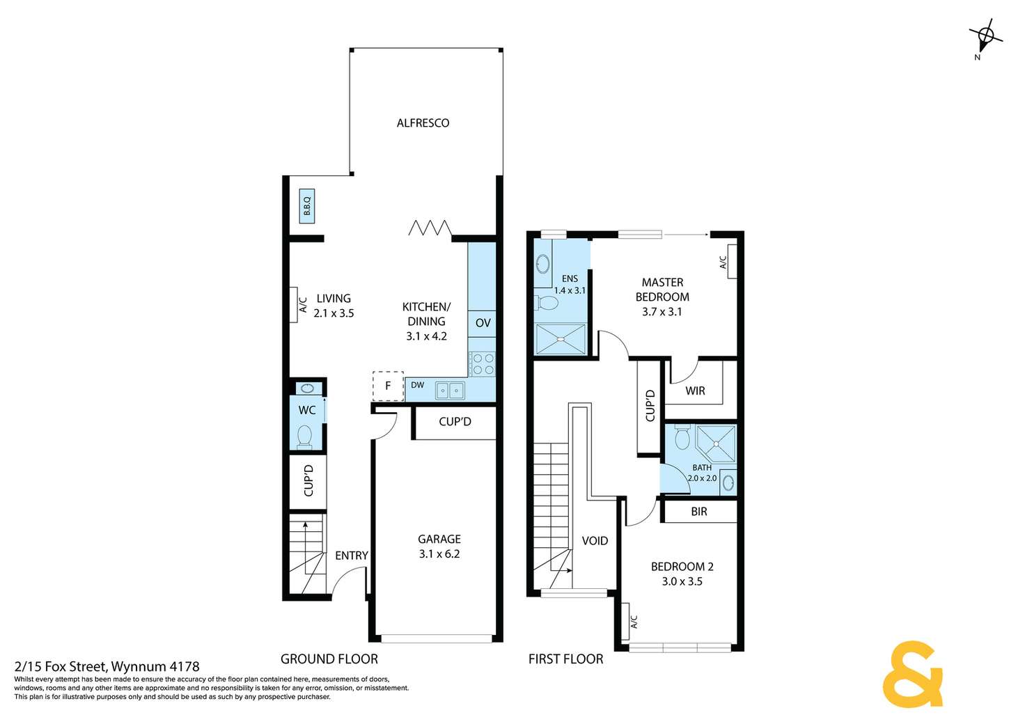 Floorplan of Homely townhouse listing, 2/15 Fox Street, Wynnum QLD 4178