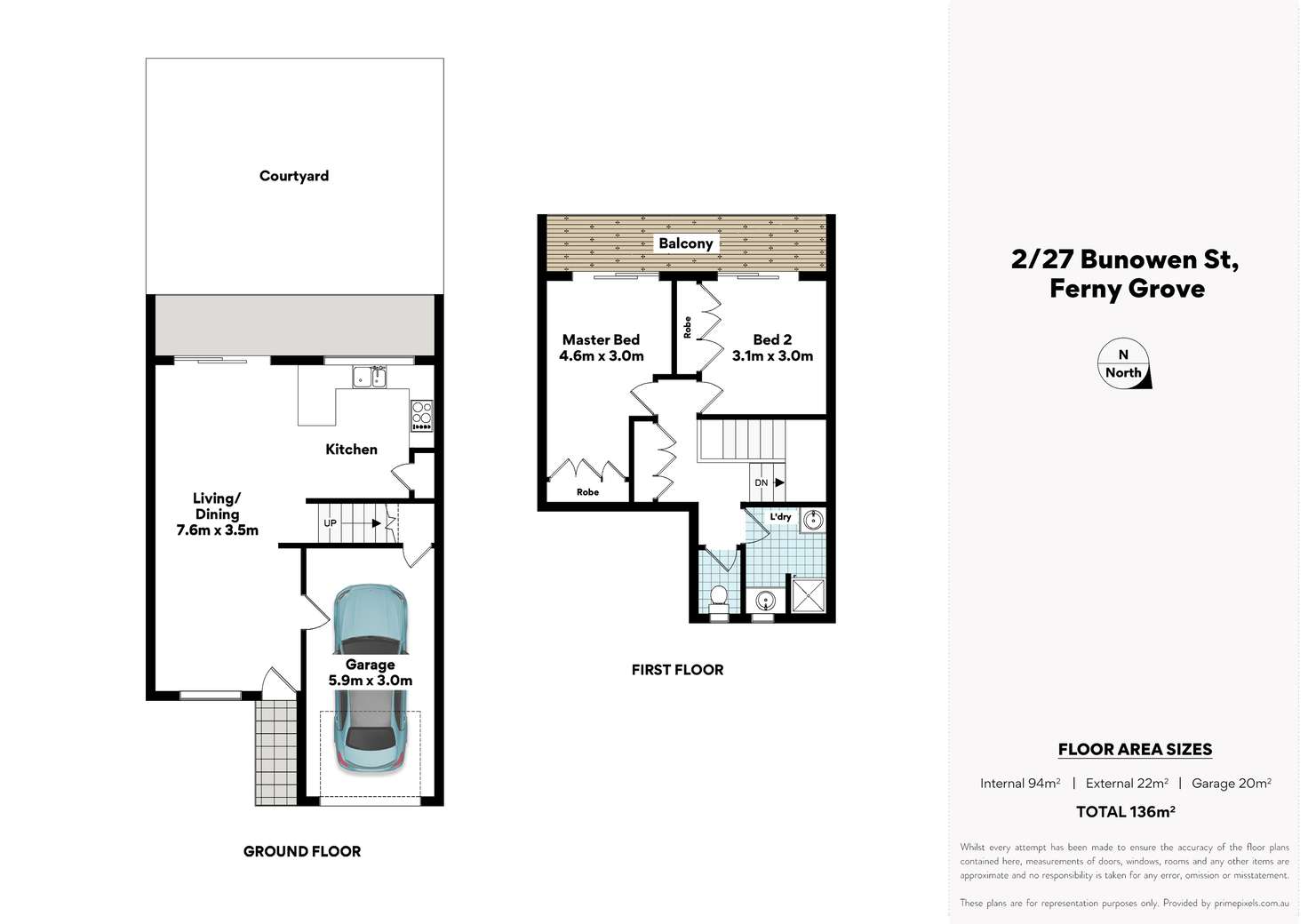 Floorplan of Homely townhouse listing, 2/27 Bunowen Street, Ferny Grove QLD 4055