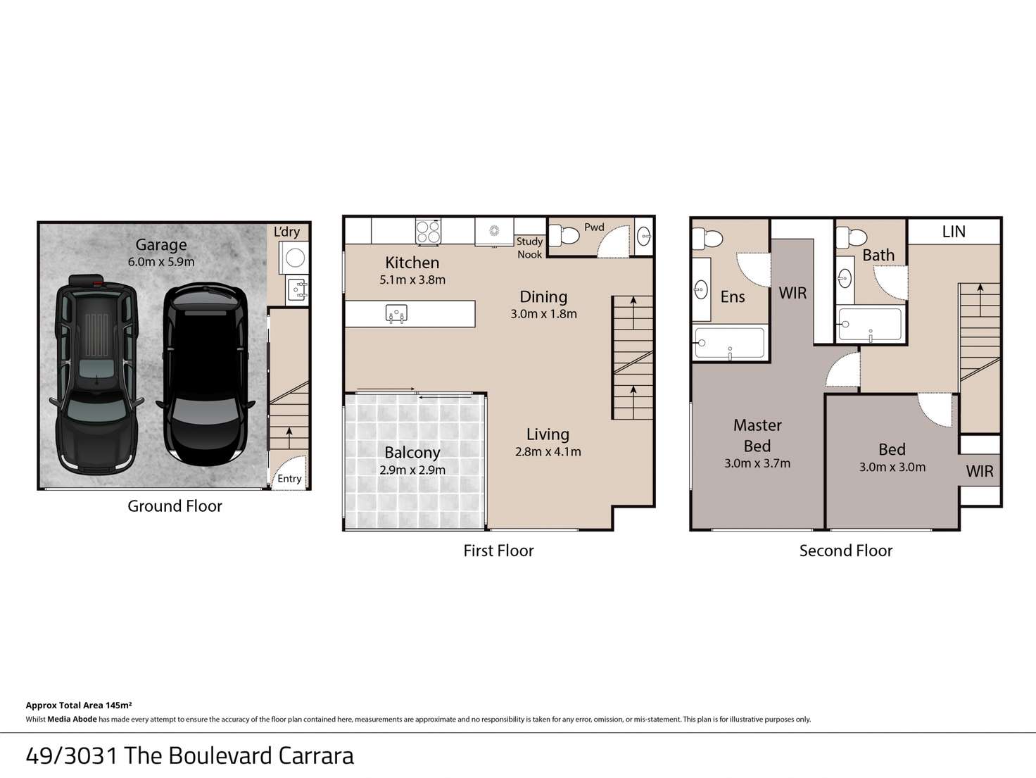 Floorplan of Homely townhouse listing, 49/3031 The Boulevard, Carrara QLD 4211