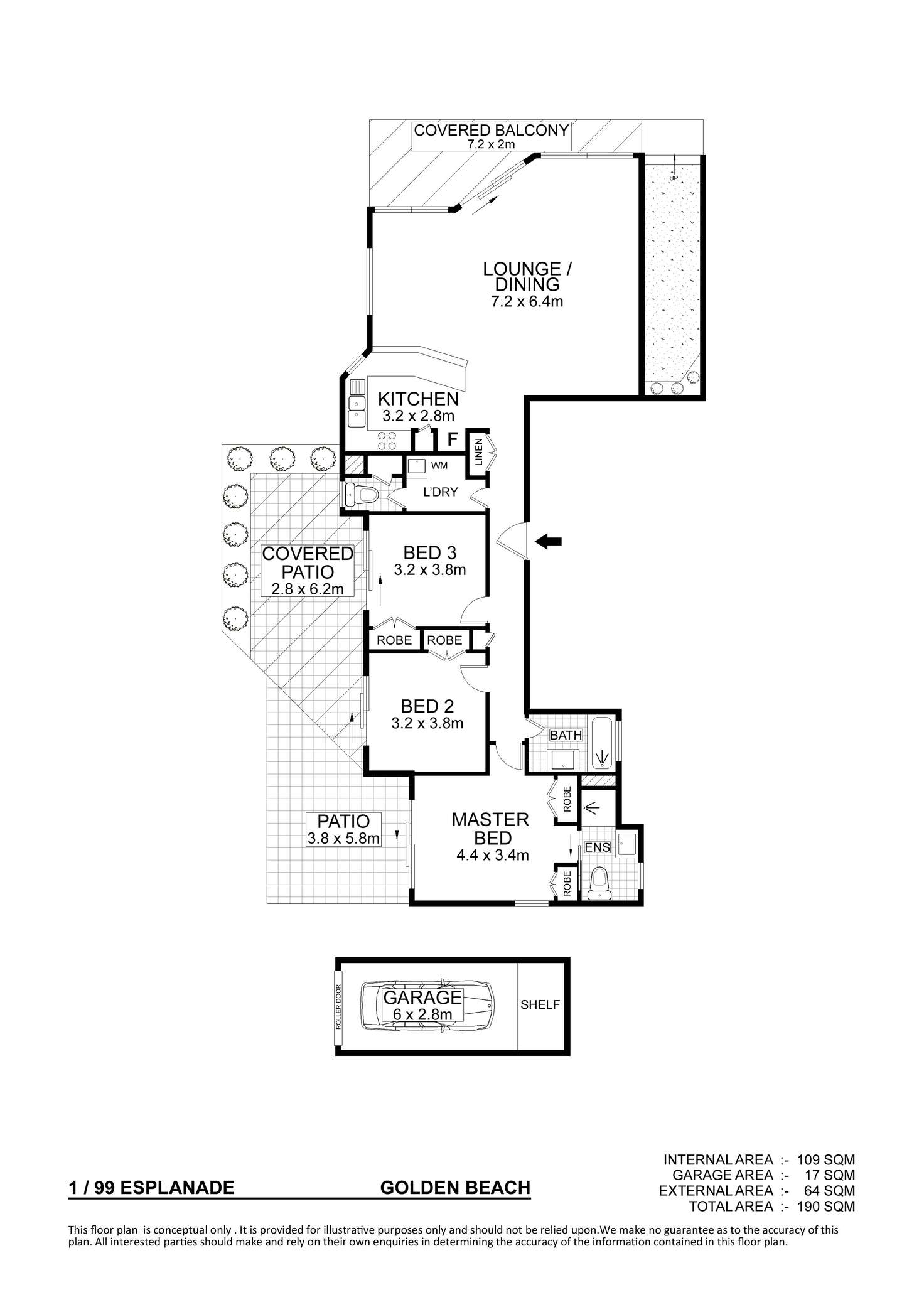Floorplan of Homely unit listing, 1/99 Esplanade, Golden Beach QLD 4551