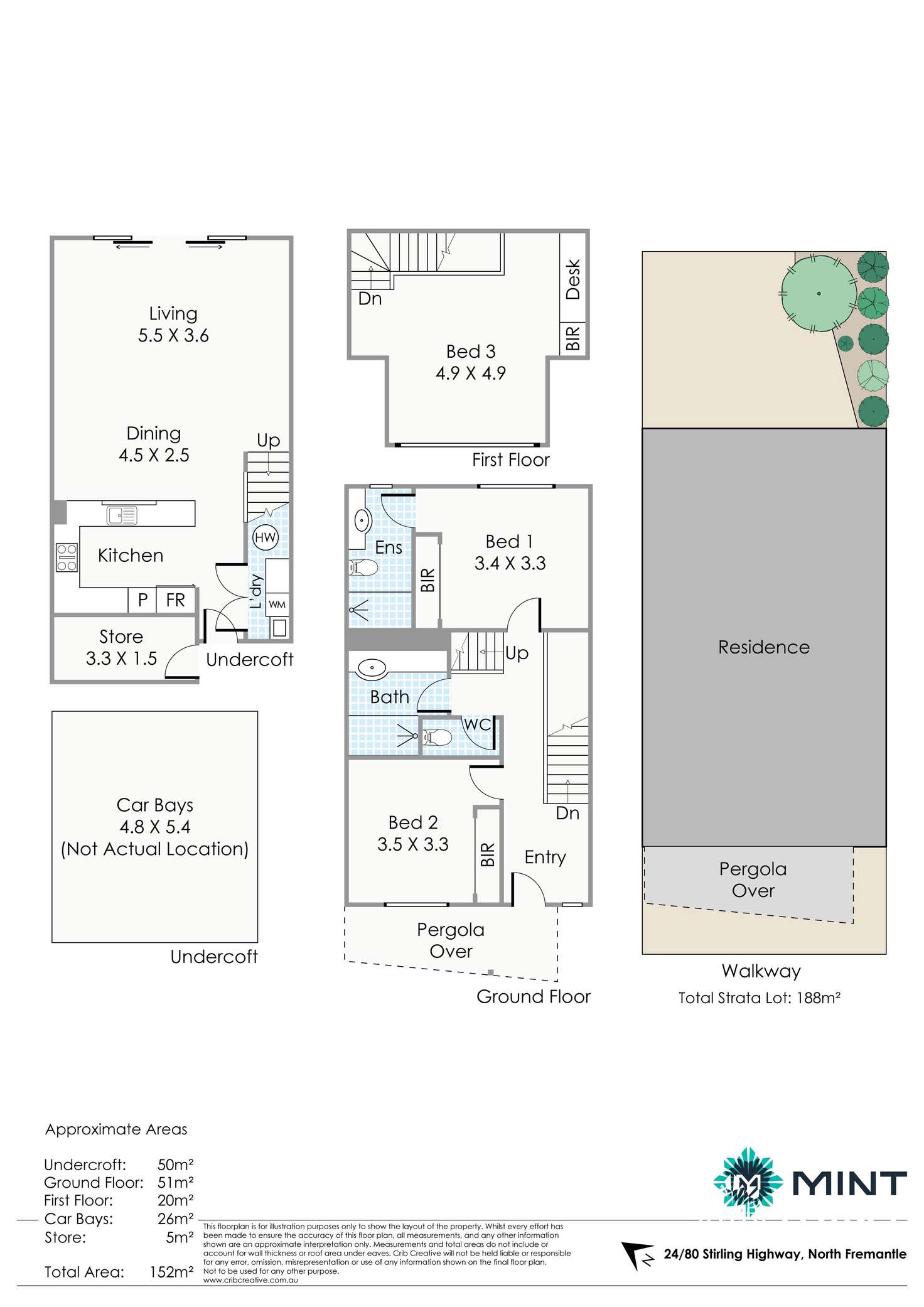 Floorplan of Homely townhouse listing, 24/80 Stirling Highway, North Fremantle WA 6159