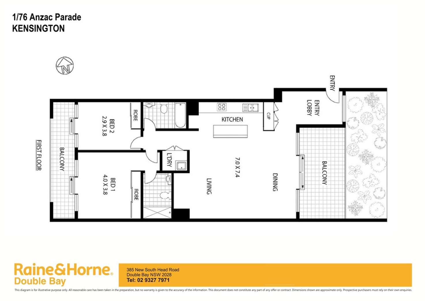 Floorplan of Homely apartment listing, 1/76 Anzac Parade, Kensington NSW 2033