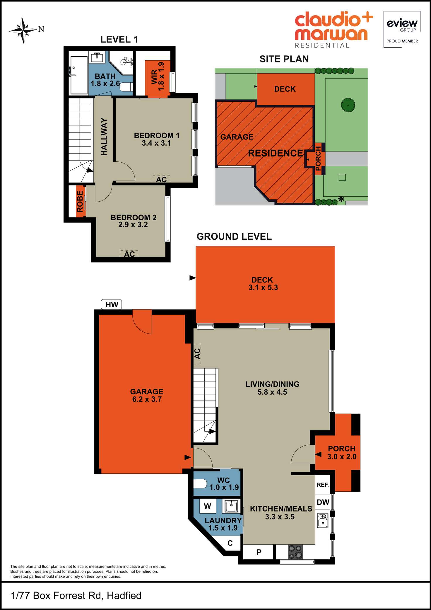 Floorplan of Homely townhouse listing, 1/77 Box Forest Road, Hadfield VIC 3046