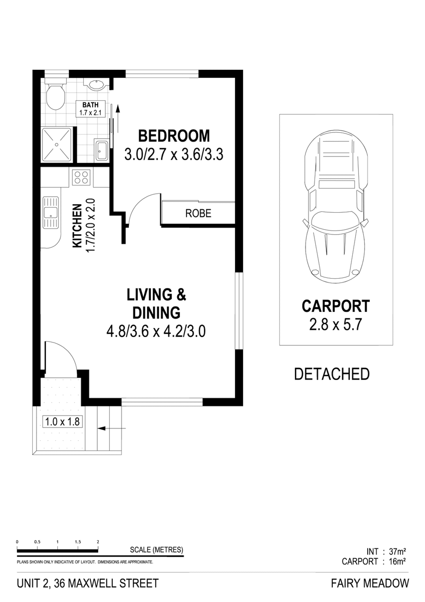 Floorplan of Homely unit listing, 2/36 Maxwell Street, Fairy Meadow NSW 2519