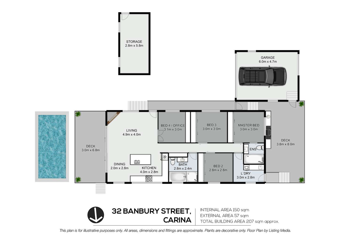 Floorplan of Homely house listing, 32 Banbury Street, Carina QLD 4152