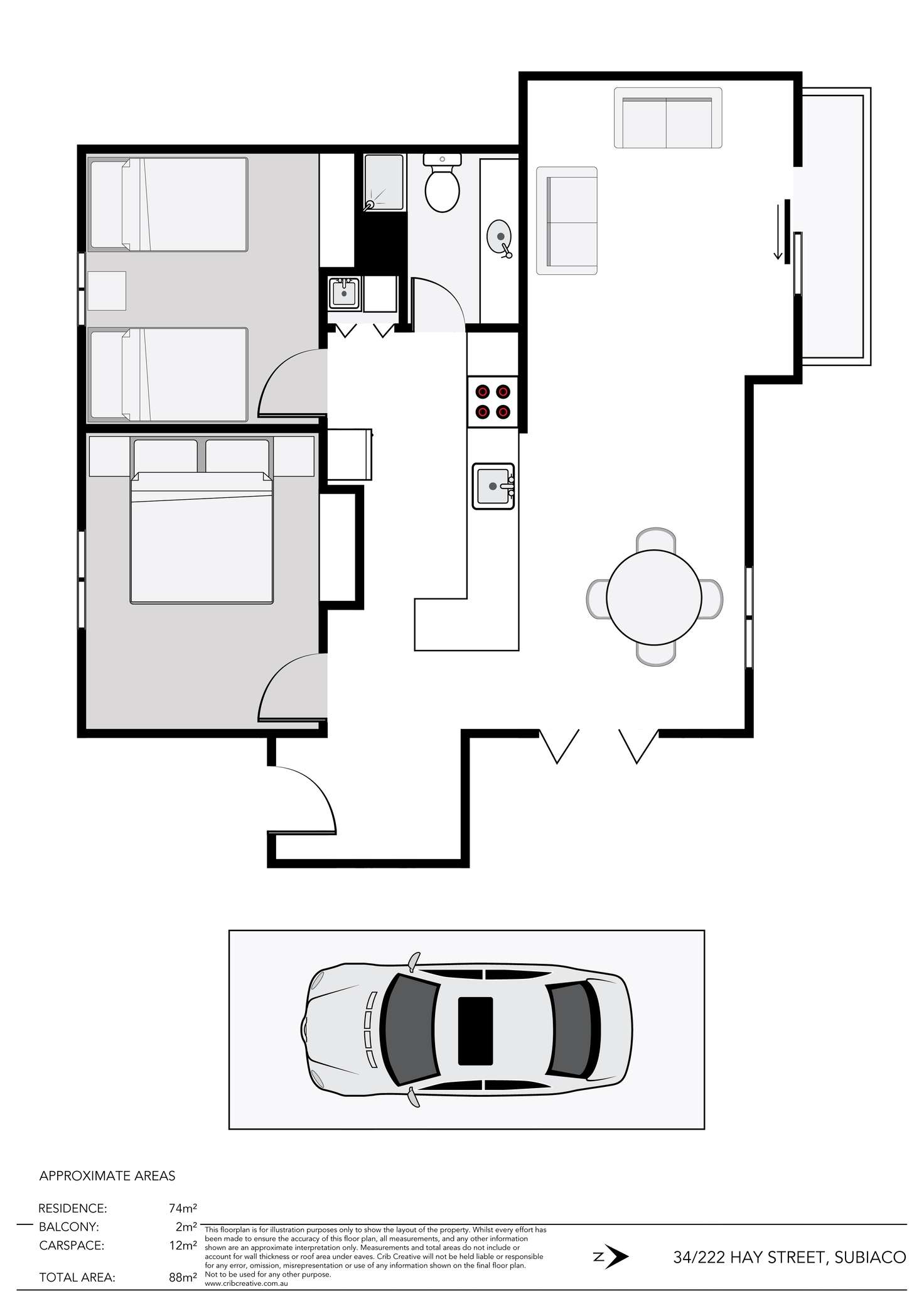 Floorplan of Homely apartment listing, 34/222 Hay Street, Subiaco WA 6008
