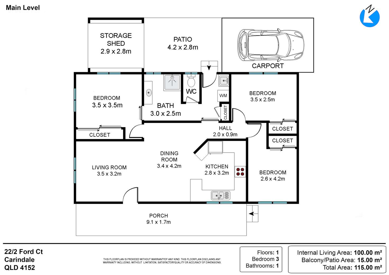 Floorplan of Homely house listing, 22/2 Ford Court, Carindale QLD 4152