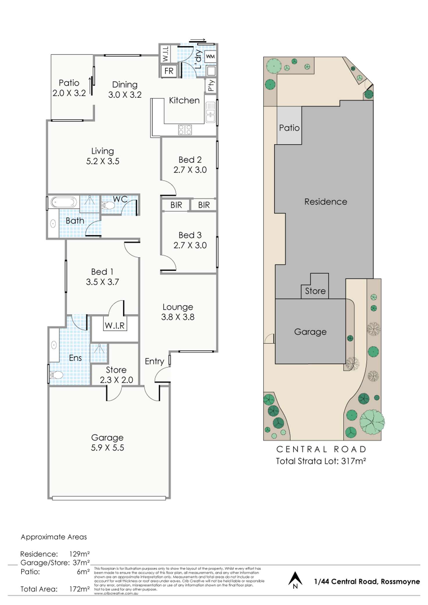 Floorplan of Homely villa listing, 1/44 Central Road, Rossmoyne WA 6148