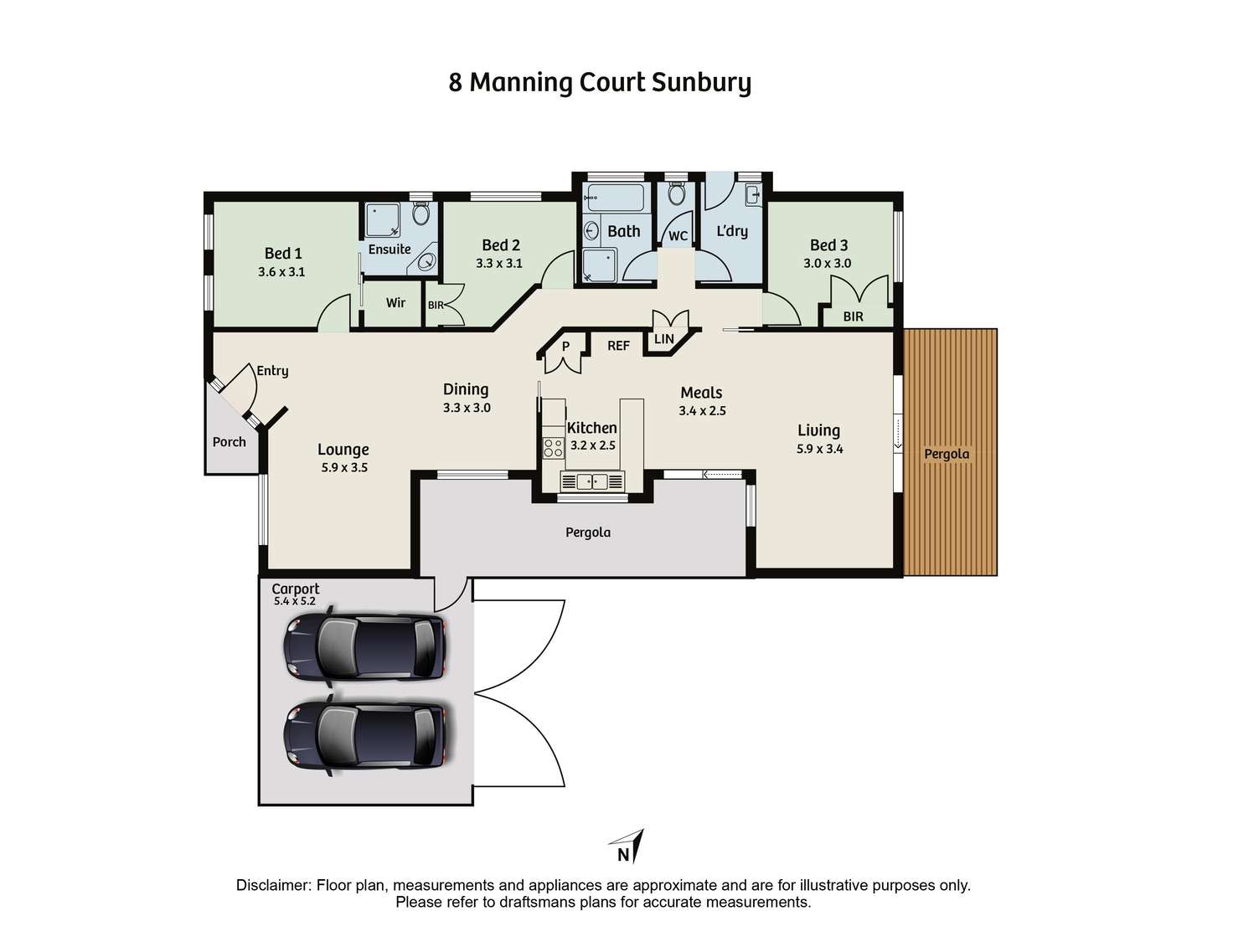 Floorplan of Homely house listing, 8 Manning Court, Sunbury VIC 3429