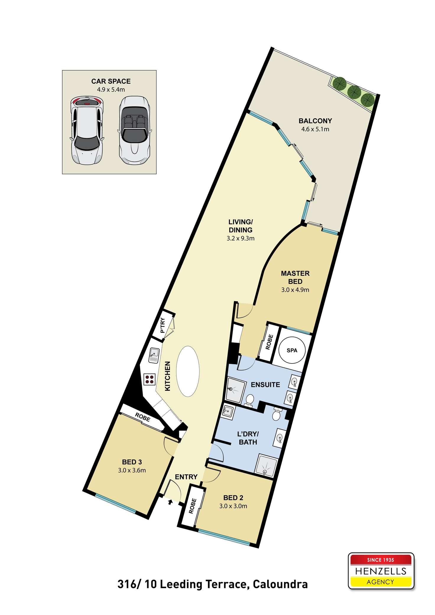 Floorplan of Homely unit listing, 316/10 Leeding Terrace, Caloundra QLD 4551