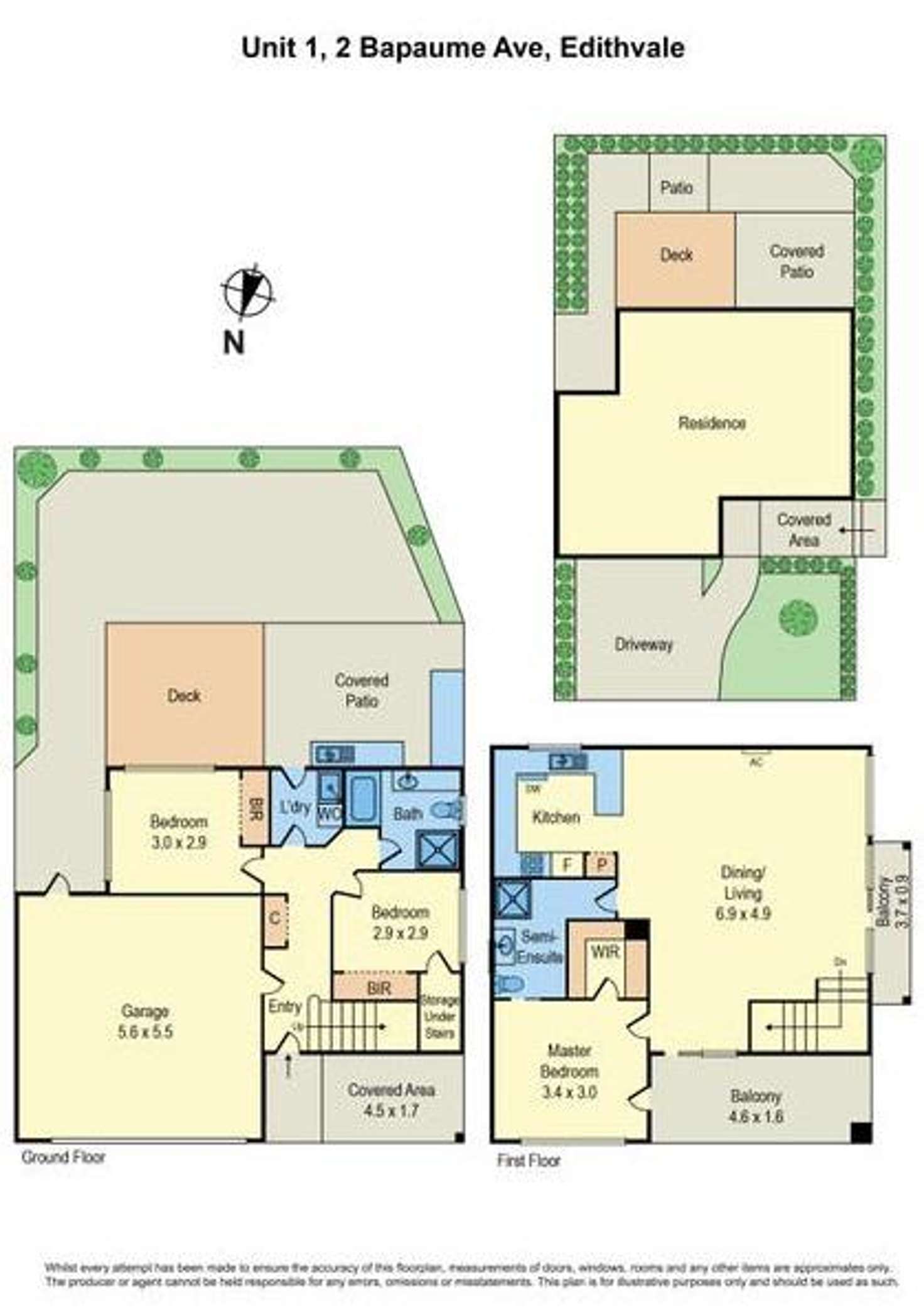 Floorplan of Homely townhouse listing, 1/2 Bapaume Avenue, Edithvale VIC 3196