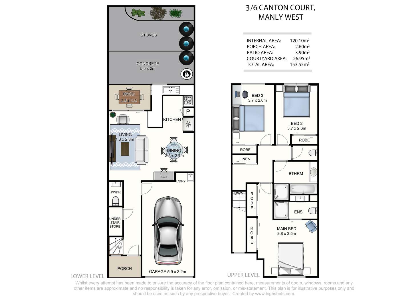 Floorplan of Homely townhouse listing, 3/6 Canton Court, Manly West QLD 4179
