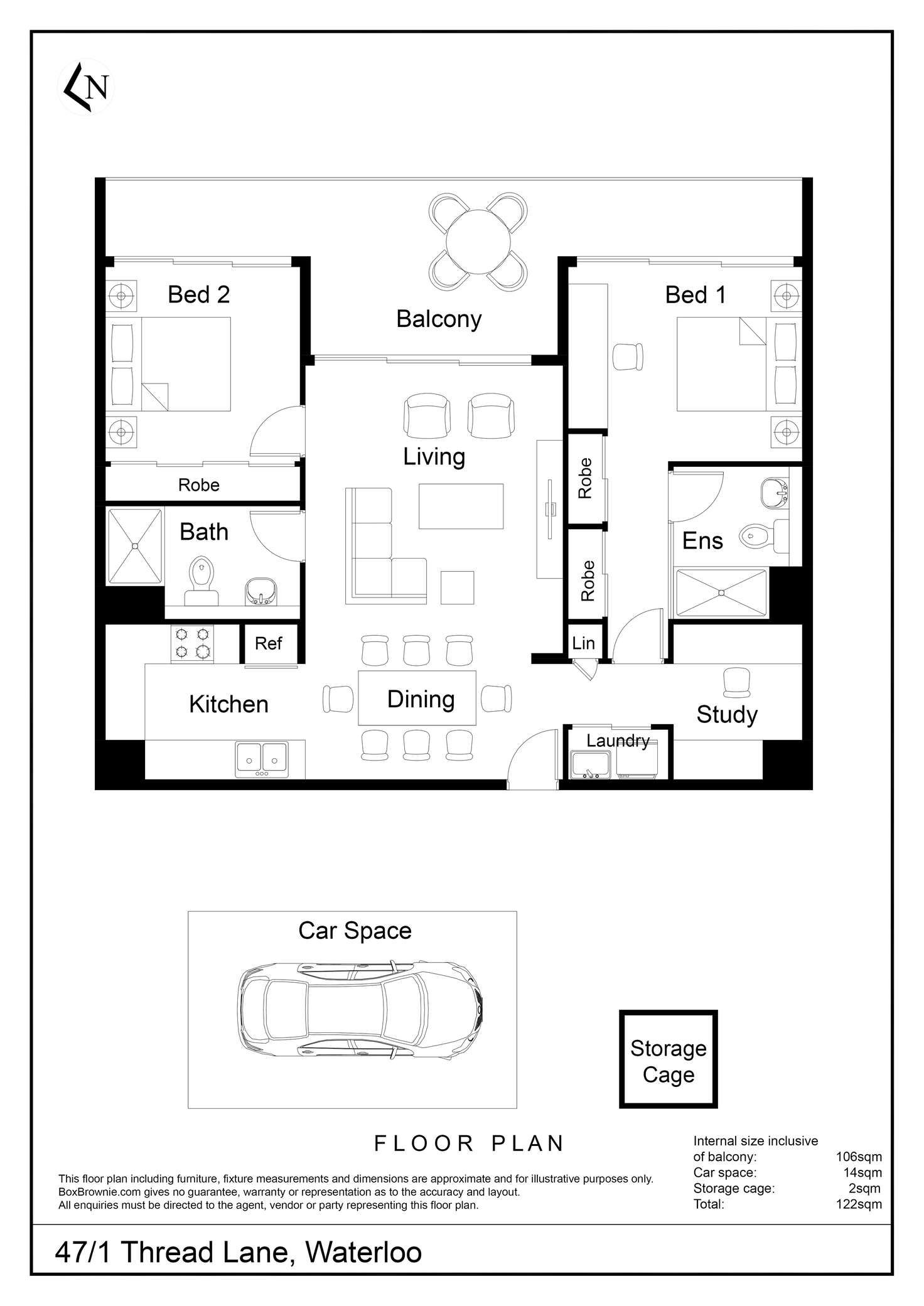 Floorplan of Homely apartment listing, 47/1 Thread Lane, Waterloo NSW 2017