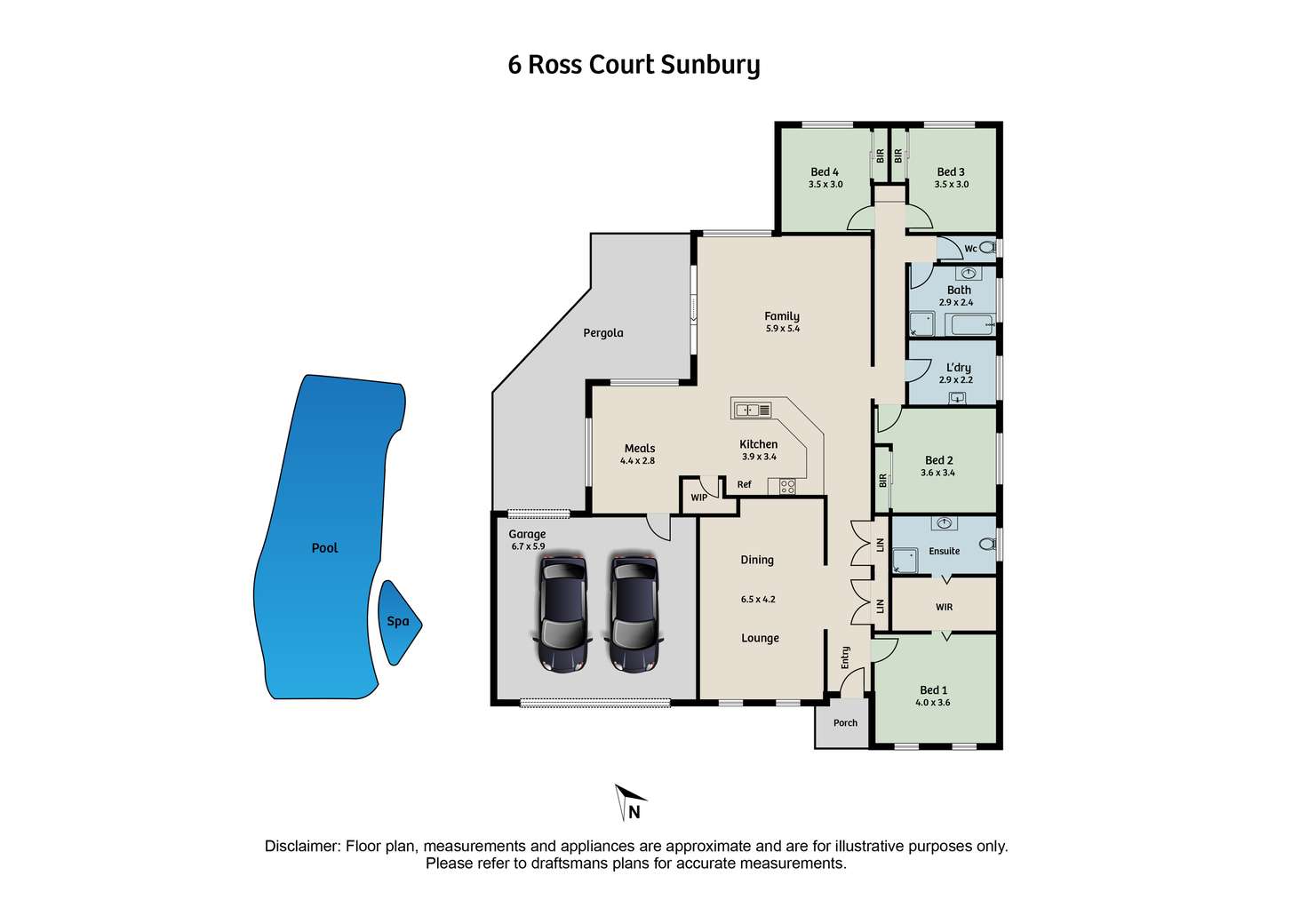 Floorplan of Homely house listing, 6 Ross Court, Sunbury VIC 3429