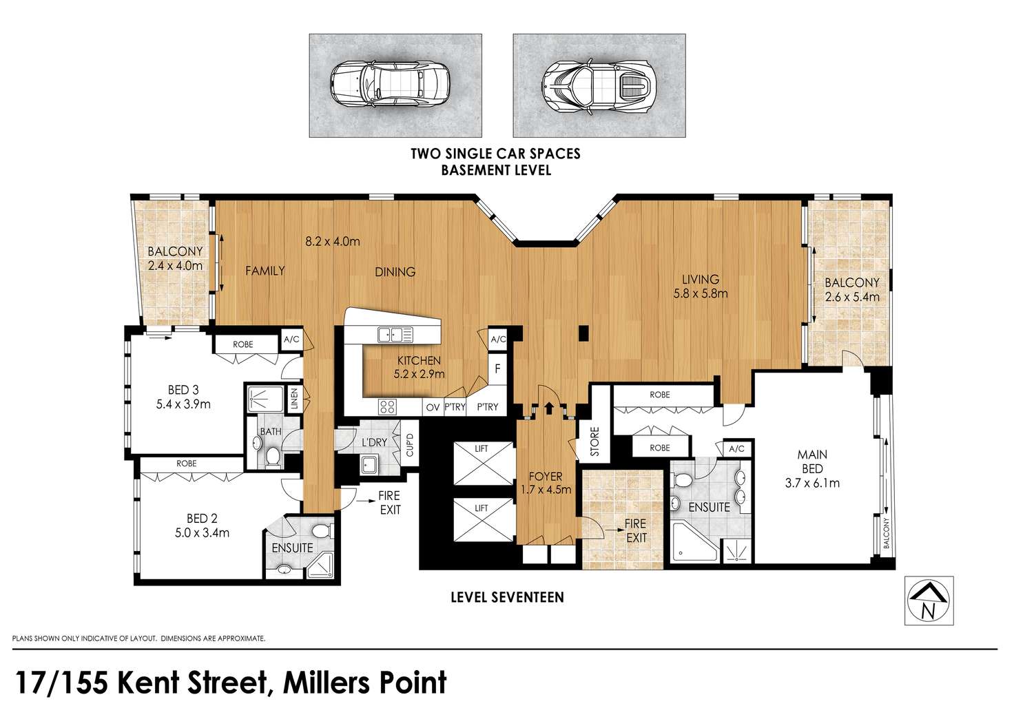 Floorplan of Homely apartment listing, Lvl 17/155 Kent St, Sydney NSW 2000