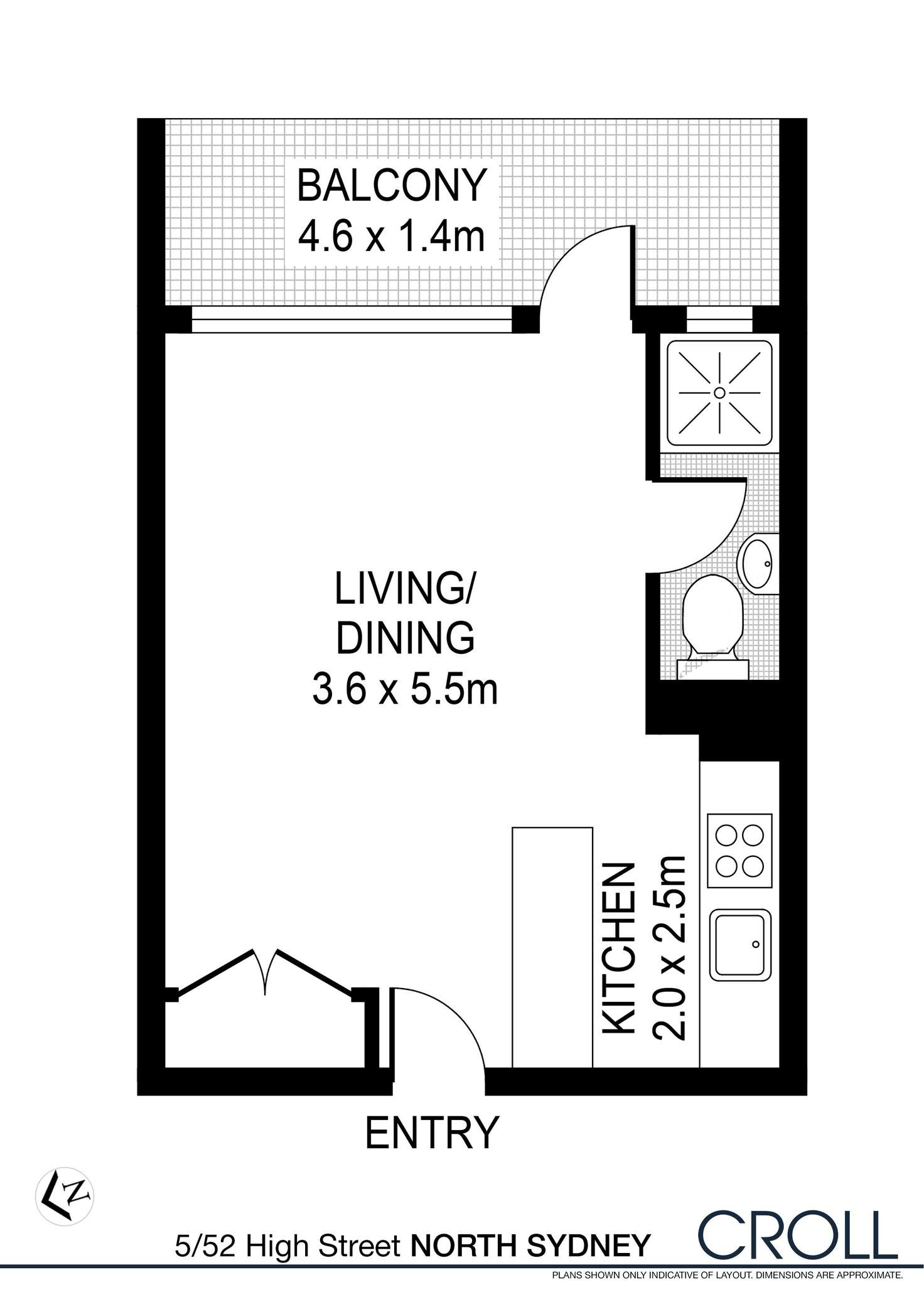 Floorplan of Homely studio listing, 5/52 High Street, North Sydney NSW 2060