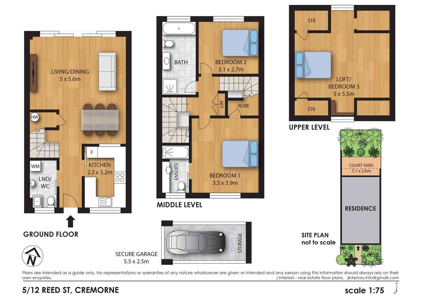 Floorplan of Homely townhouse listing, 5/12 Reed Street, Cremorne NSW 2090