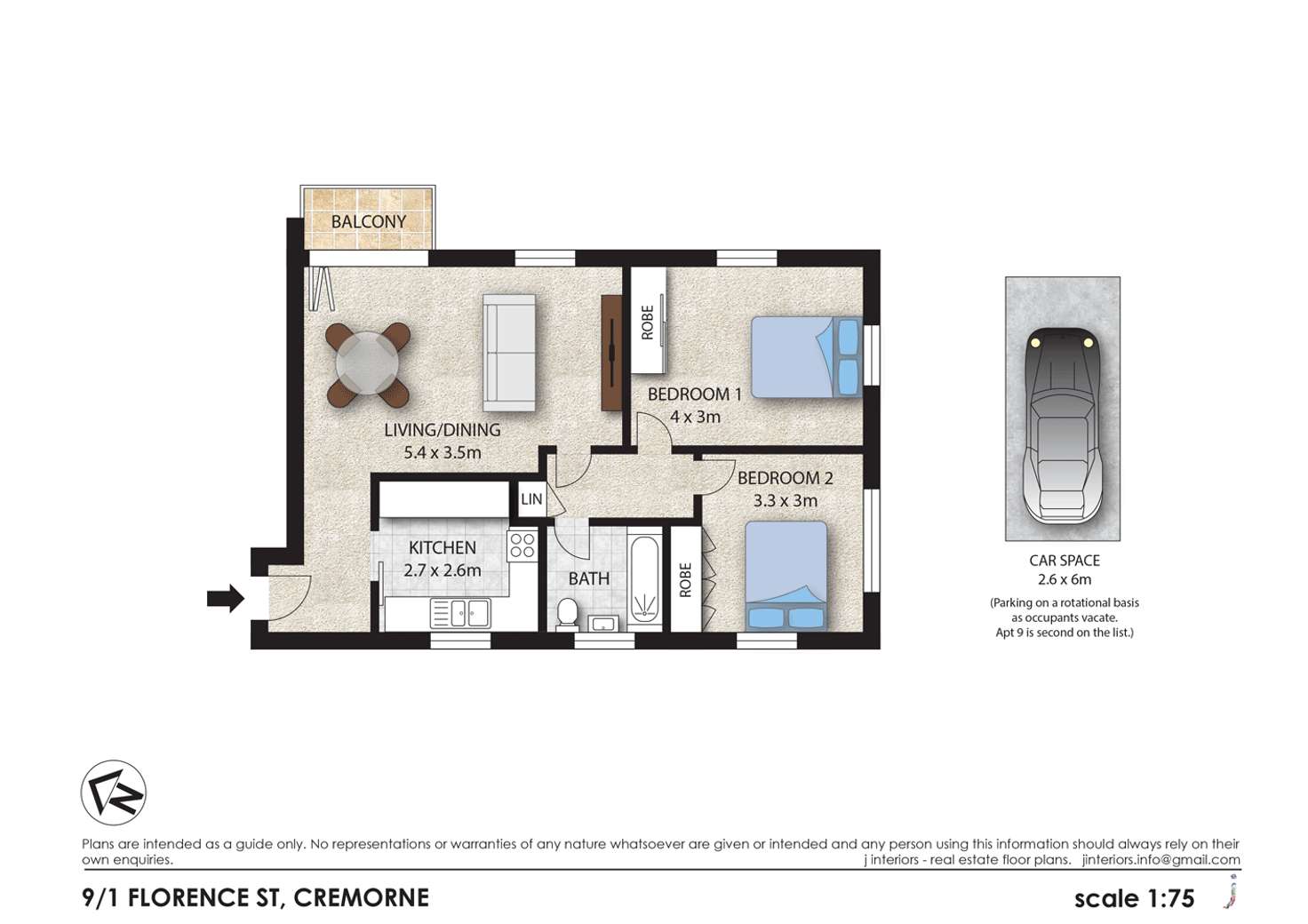 Floorplan of Homely apartment listing, 9/1 Florence Street, Cremorne NSW 2090