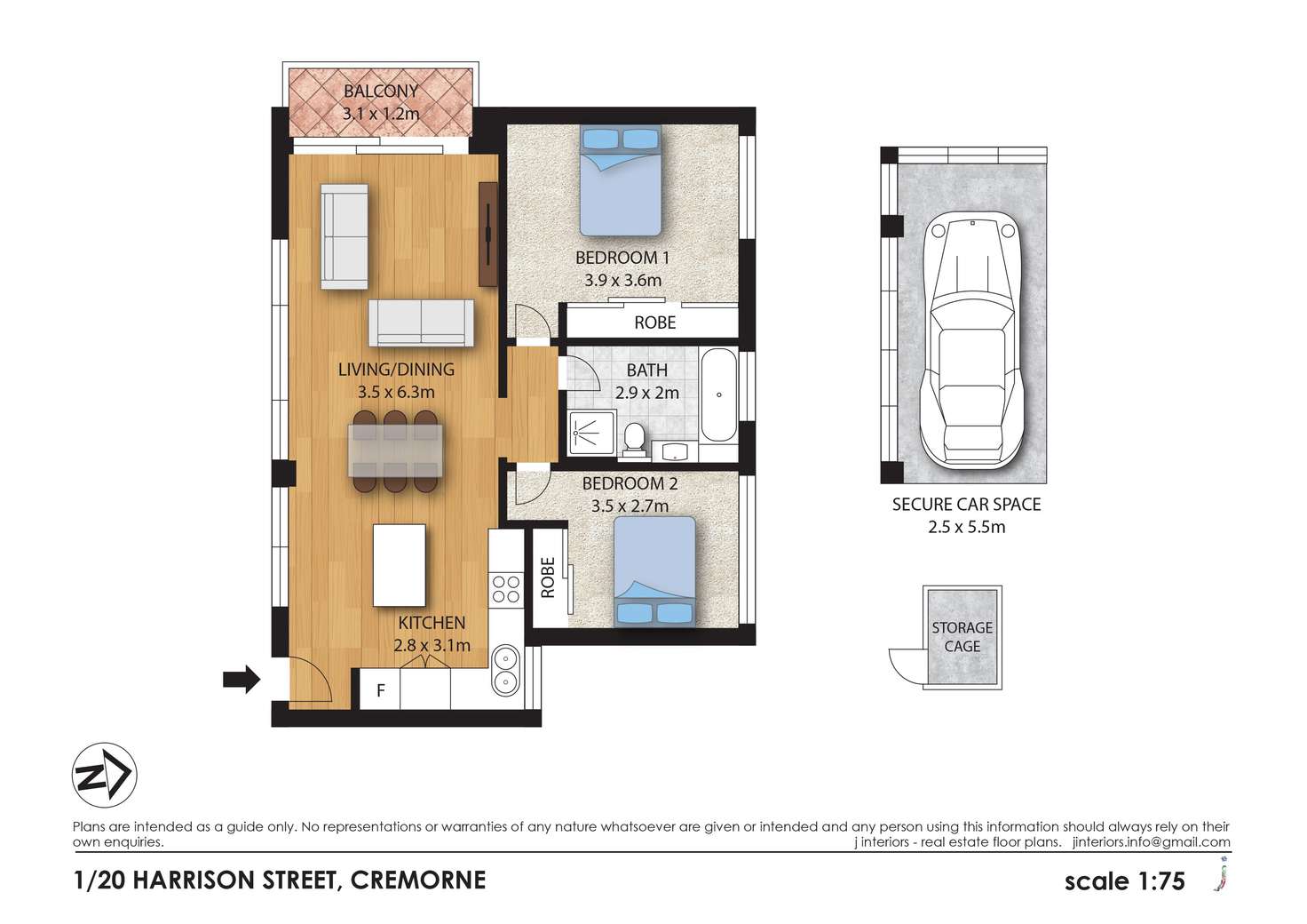 Floorplan of Homely apartment listing, 1/20 Harrison St, Cremorne NSW 2090