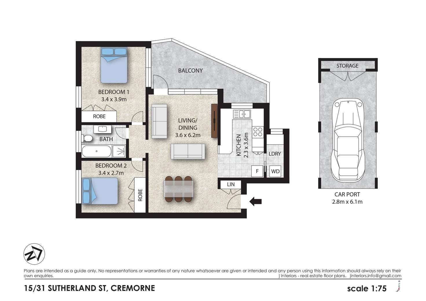 Floorplan of Homely apartment listing, 15/31 Sutherland Street, Cremorne NSW 2090