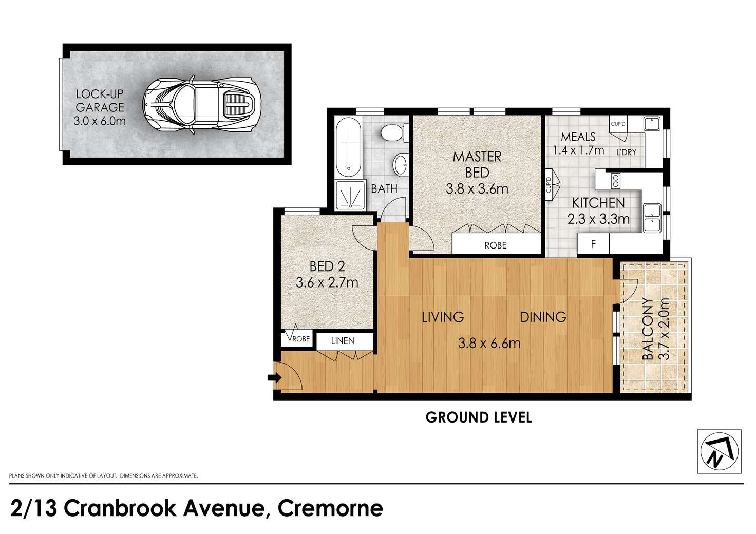 Floorplan of Homely apartment listing, 2/13 Cranbrook Avenue, Cremorne NSW 2090